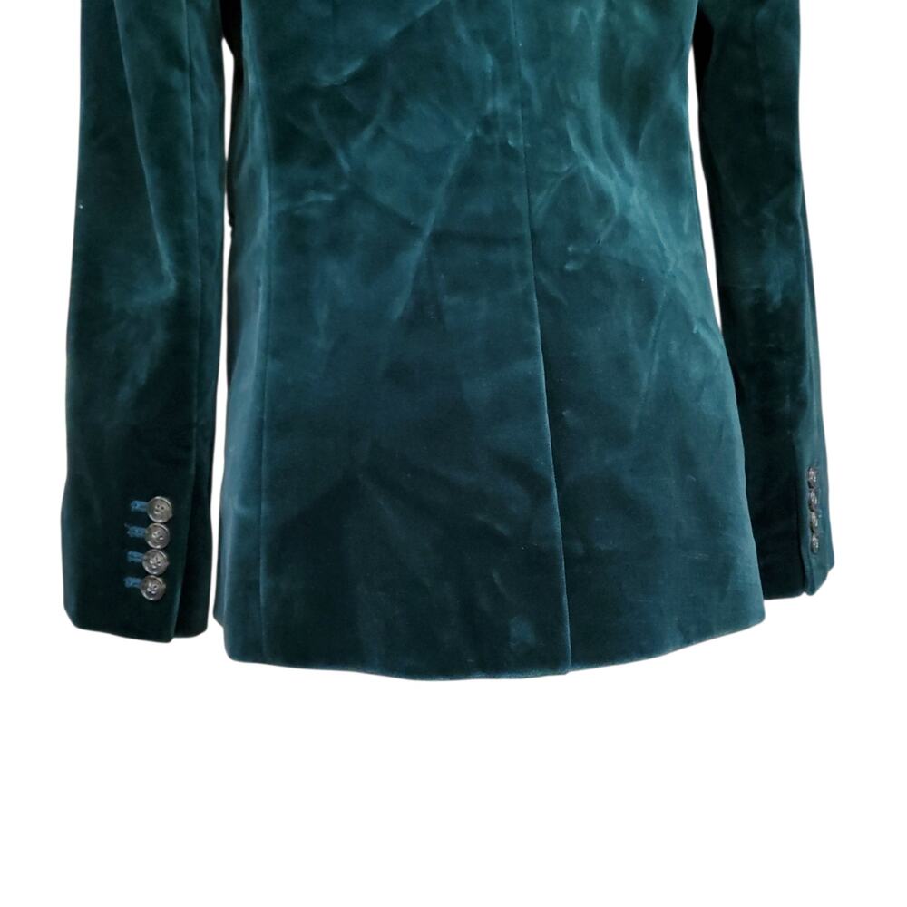 J. Crew Preppy Ivy Green Velvet Parke Blazer Jacket J8978 Peak Lapel Lined Sz 0 - Picture 12 of 16